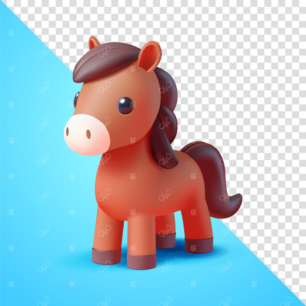 اسب بامزه سه بعدی، مناسب برای کشاورزی و عناصر طراحی