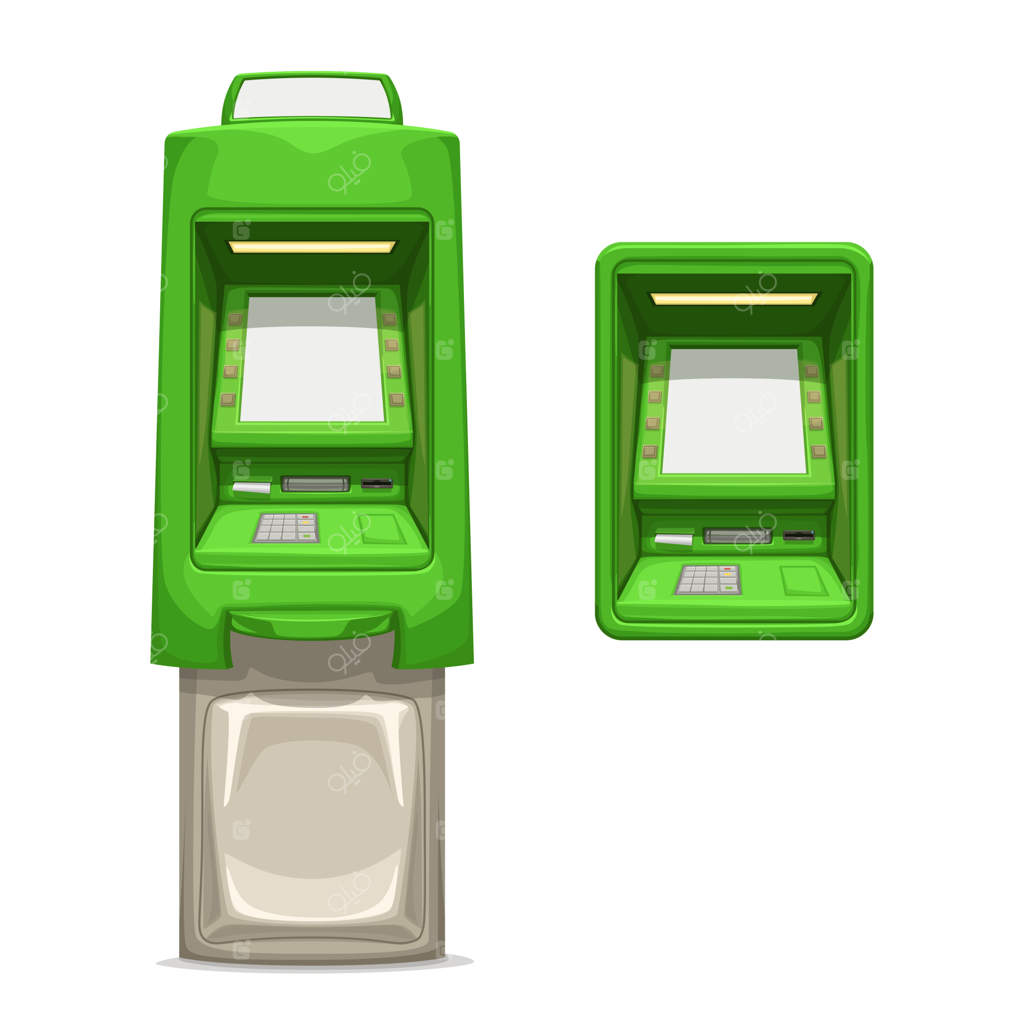 دستگاه‌های خودپرداز سبز روی زمینه سفید