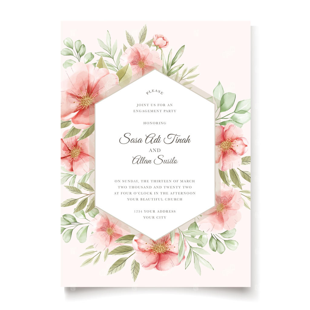 کارت دعوت عروسی زیبا با حلقه گل