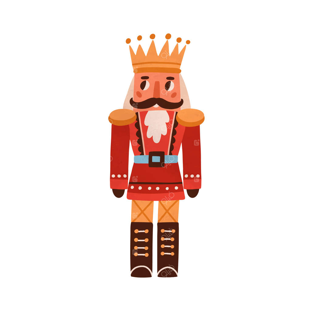 فندق‌شکن: عروسک قدیمی کریسمس. عروسک بامزه مرد انگلیسی با سبیل و تاج در سبک کلاسیک. مجسمه سنتی سرباز برای تعطیلات. تصویرسازی وکتور ساده و جدا شده بر روی زمینه سفید.