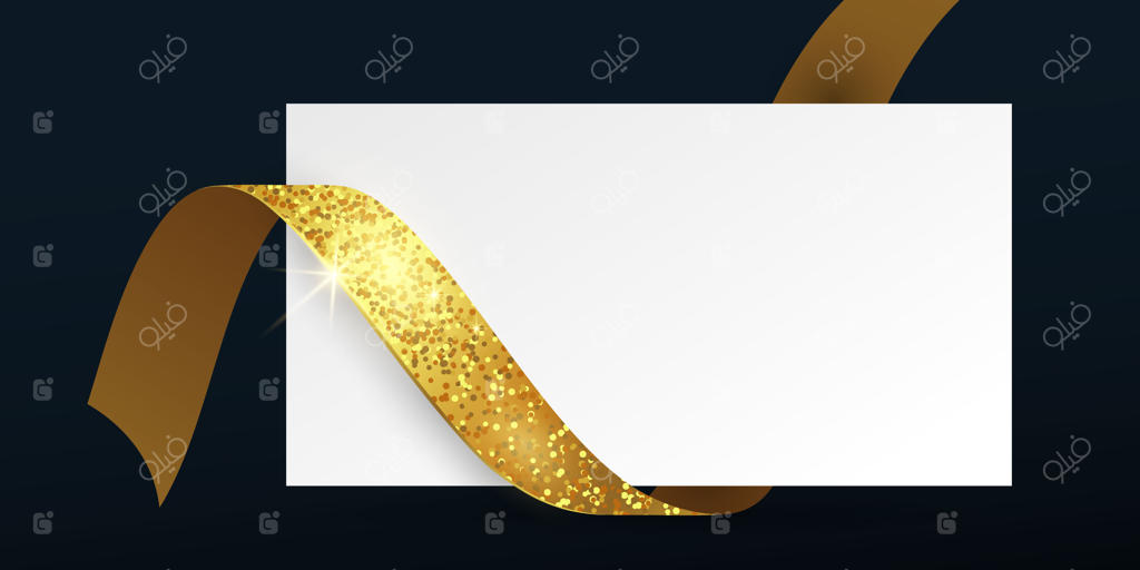 قاب و روبان طلایی با پس‌زمینه درخشان