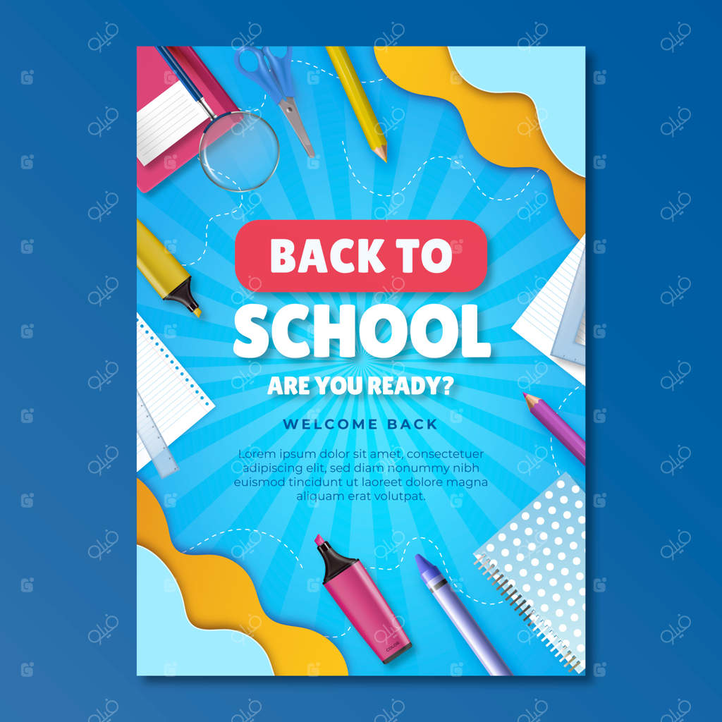 قالب پوستر عمودی برای فصل بازگشایی مدارس