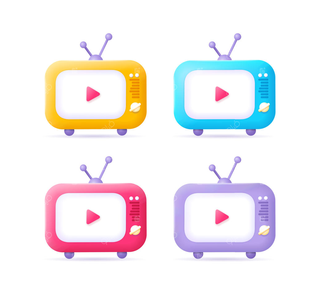 تلویزیون سه‌بعدی به سبک کارتون خمیری و رترو. وکتور