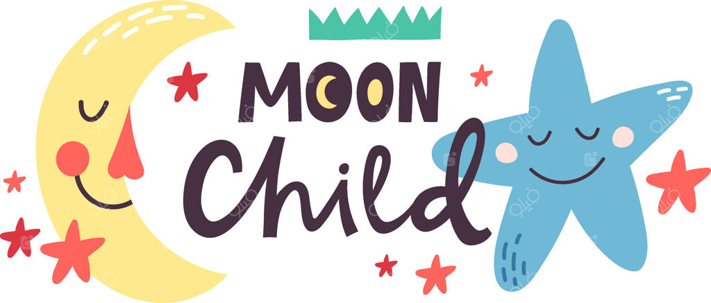 نوشته "فرزند ماه" با ستاره خندان و هلال ماه
