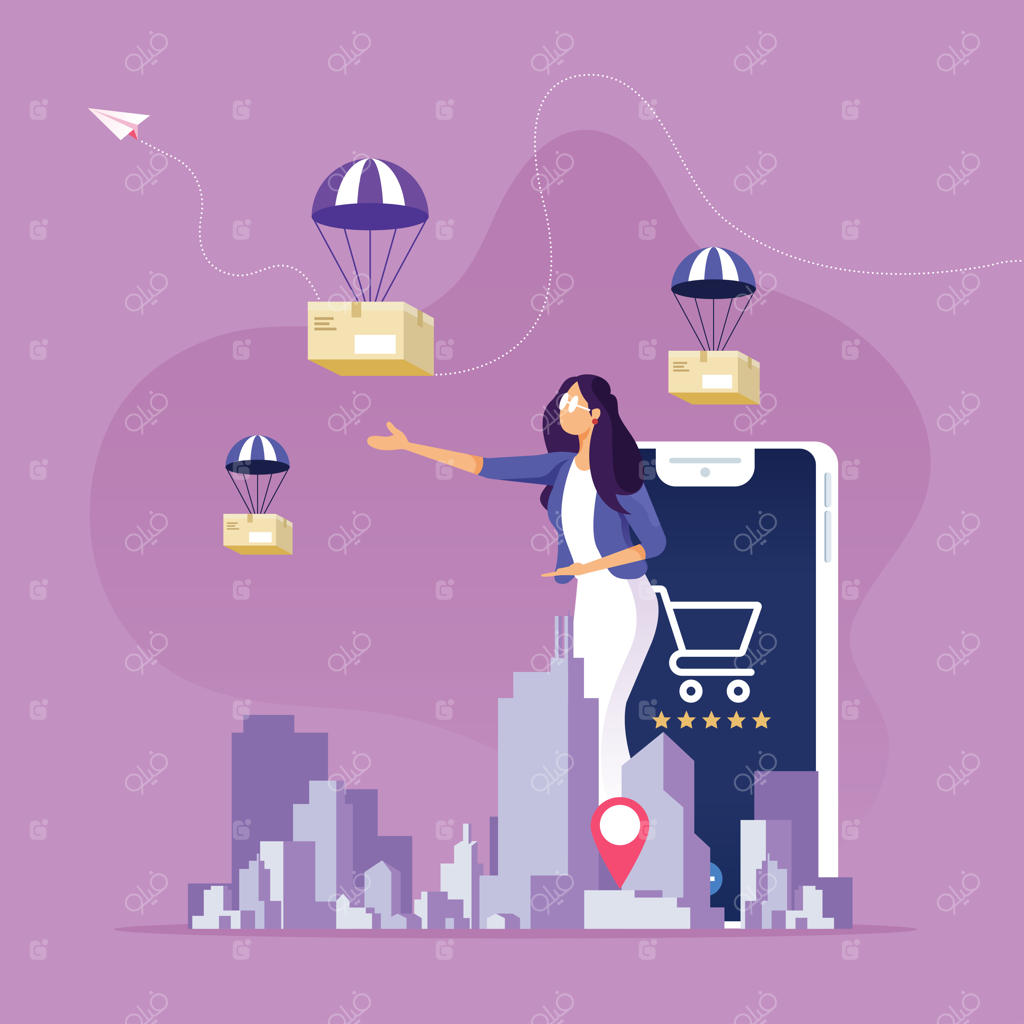 مفهوم خرید و خدمات تحویل آنلاین.