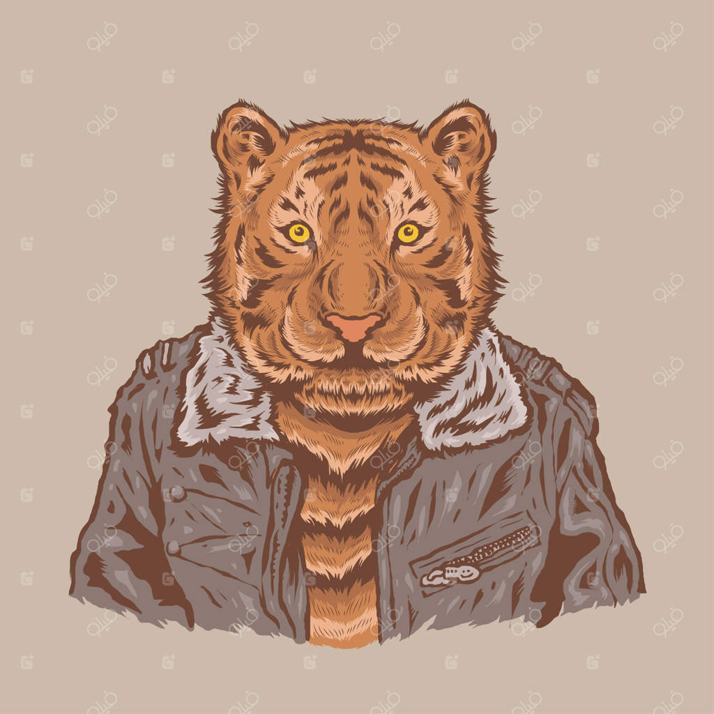 طرح دستی ببر که کت پوشیده است