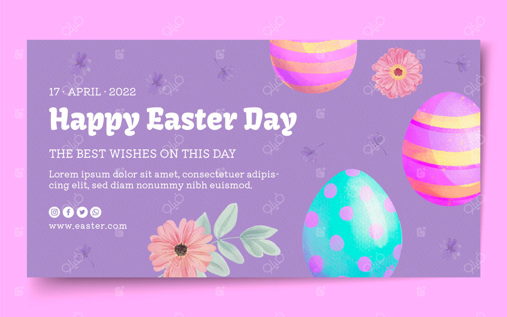 قالب پست شبکه‌های اجتماعی برای عید پاک با طرح آبرنگی