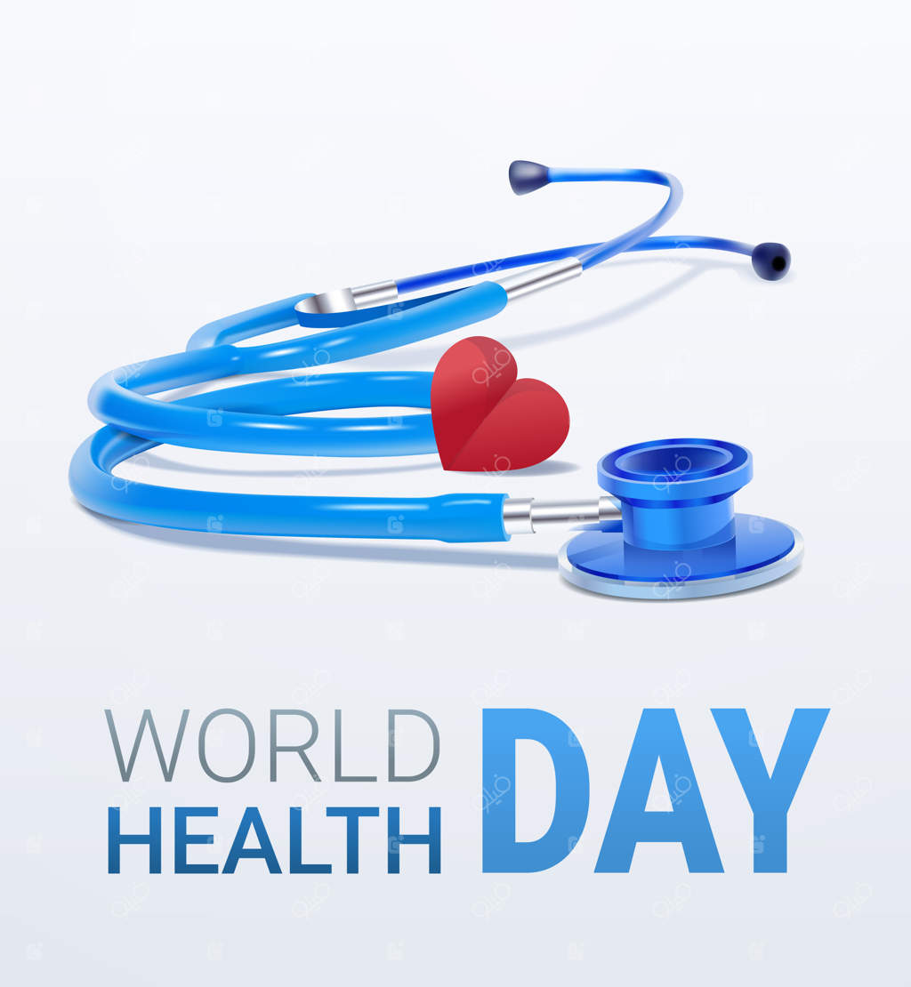 کارت روز جهانی سلامت با قلب و گوشی پزشکی