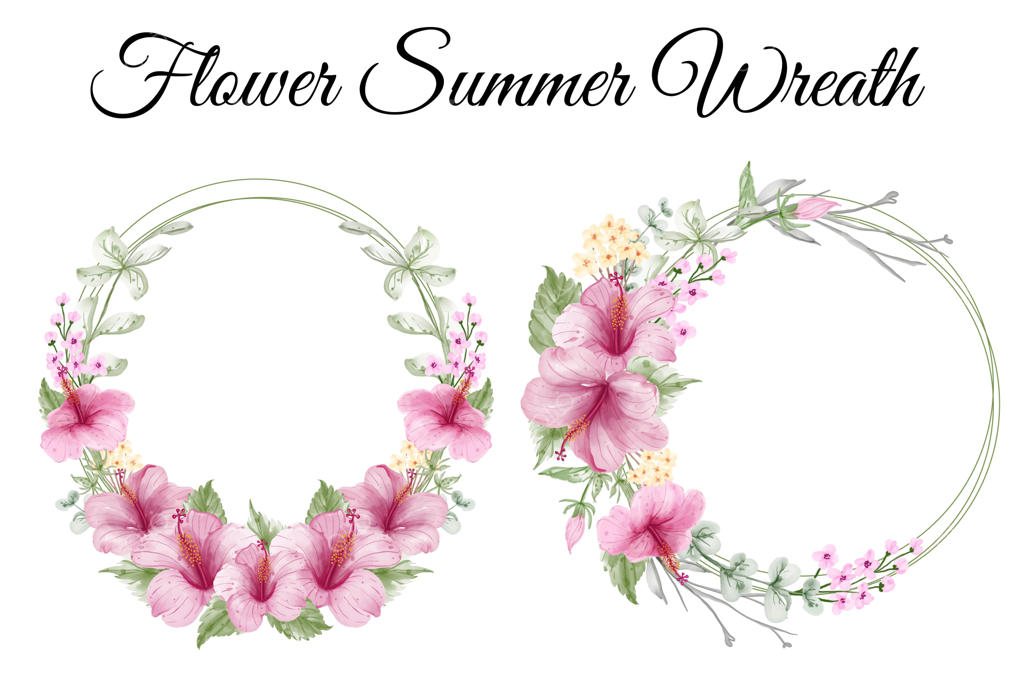 تاج گل تابستانی با طرح آبرنگی ختمی