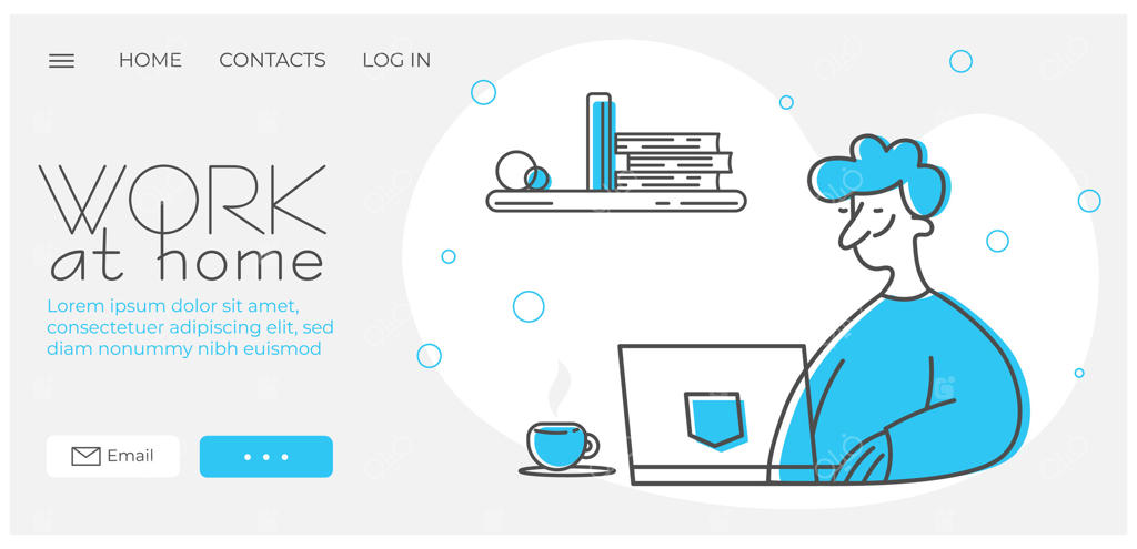 آموزش و یادگیری آنلاین، پسربچه در حال تحصیل از راه دور، کار در منزل، طرح مفهومی لندینگ پیج آموزش خانگی، تصویر وکتور