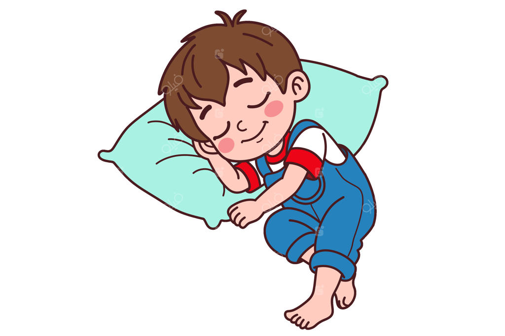 پسربچه به خواب رفته است؛ تصویرسازی به سبک کارتونی