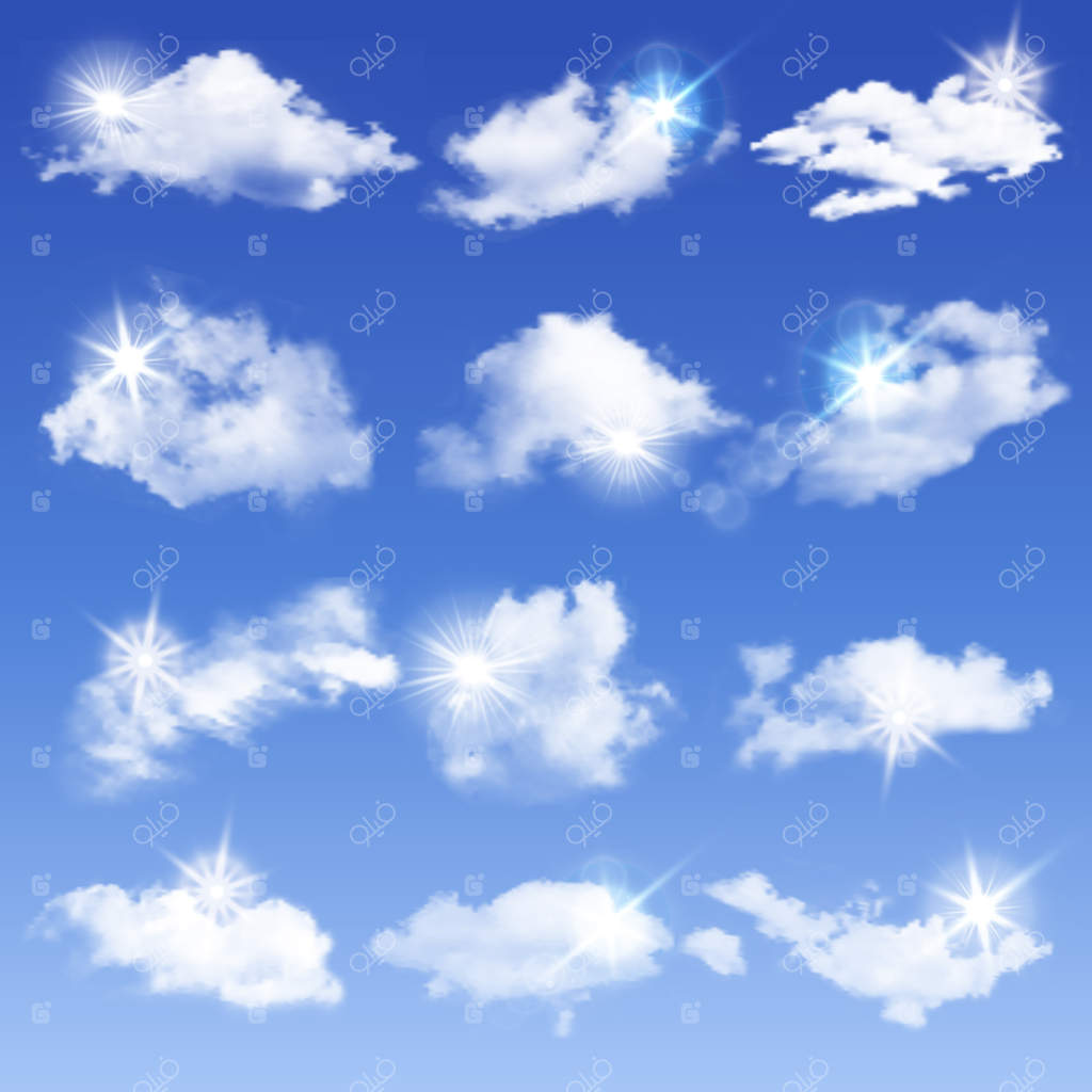 مجموعه ابرهای متنوع و شفاف - تصویرسازی