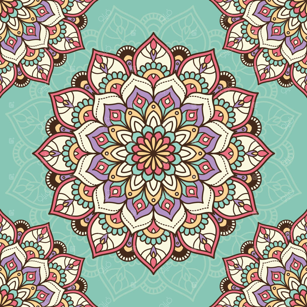 الگوی ماندالا رنگارنگ و بی‌وقفه