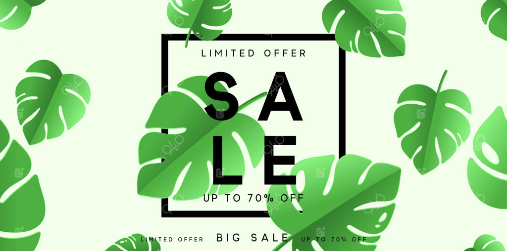 پس‌زمینه با برگ‌های سبز. فصل بهار و تابستان. پوستر برگ‌های استوایی. تصویر وکتور