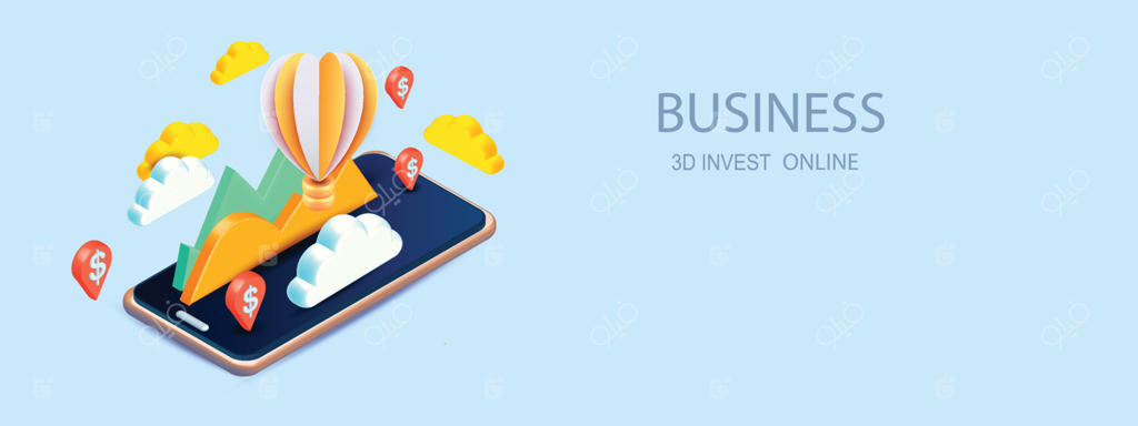 تأمین مالی گوشی‌های موبایل سه‌بعدی: نمودار کسب‌وکار تجارت آنلاین، آیکون وکتوری، رشد سکه و مفهوم خلاقانه تجارت برای سرمایه‌گذاری و پس‌انداز بانکی