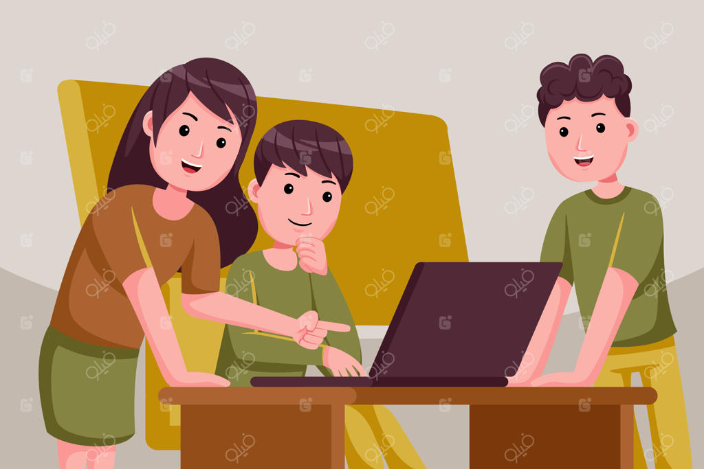 افراد تجاری در حال بحث درباره کار با لپ‌تاپ.