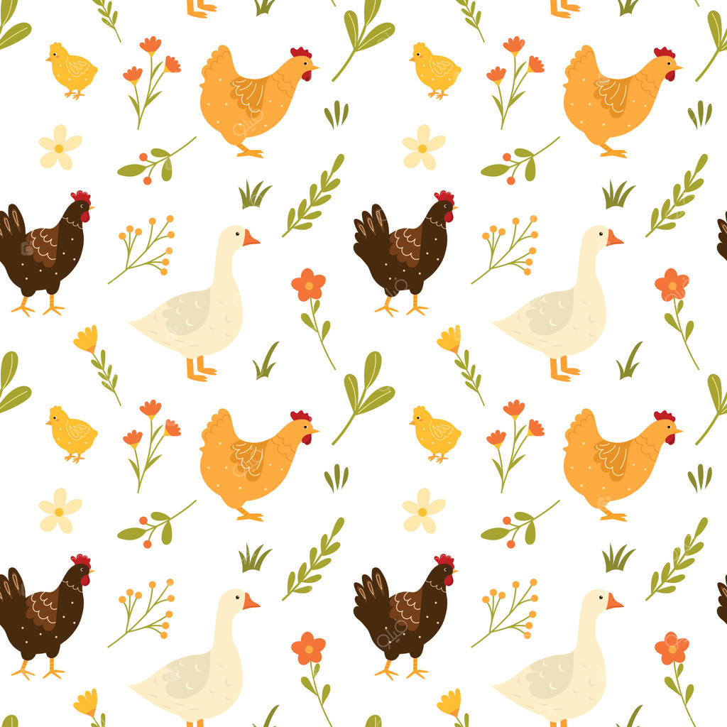 طرح جذاب برای طراحی حرفه‌ای: جوجه‌ها و گل‌ها