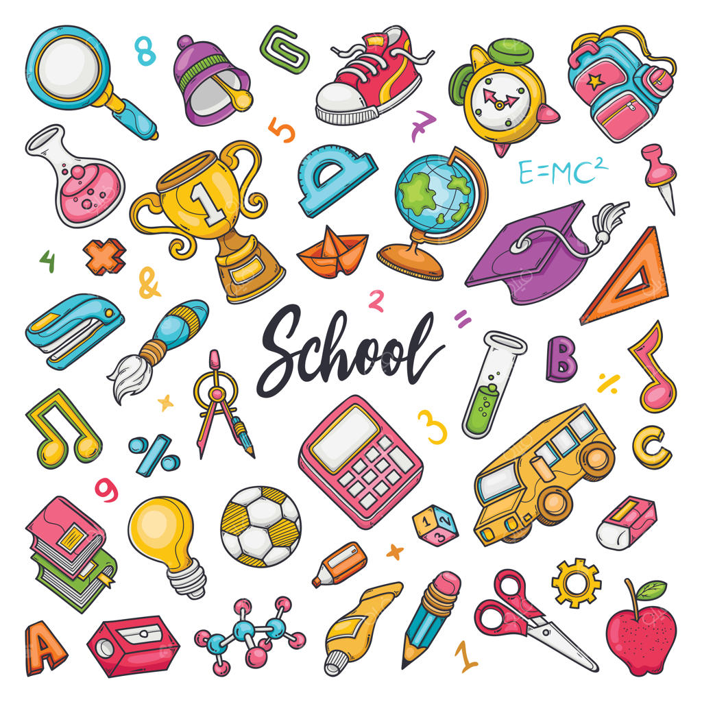 مجموعه‌ای از طراحی‌های دستی مدرسه‌ای