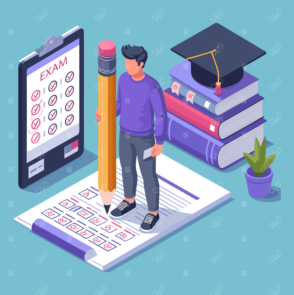 تصویرسازی وکتور ایزومتریک زمان امتحان