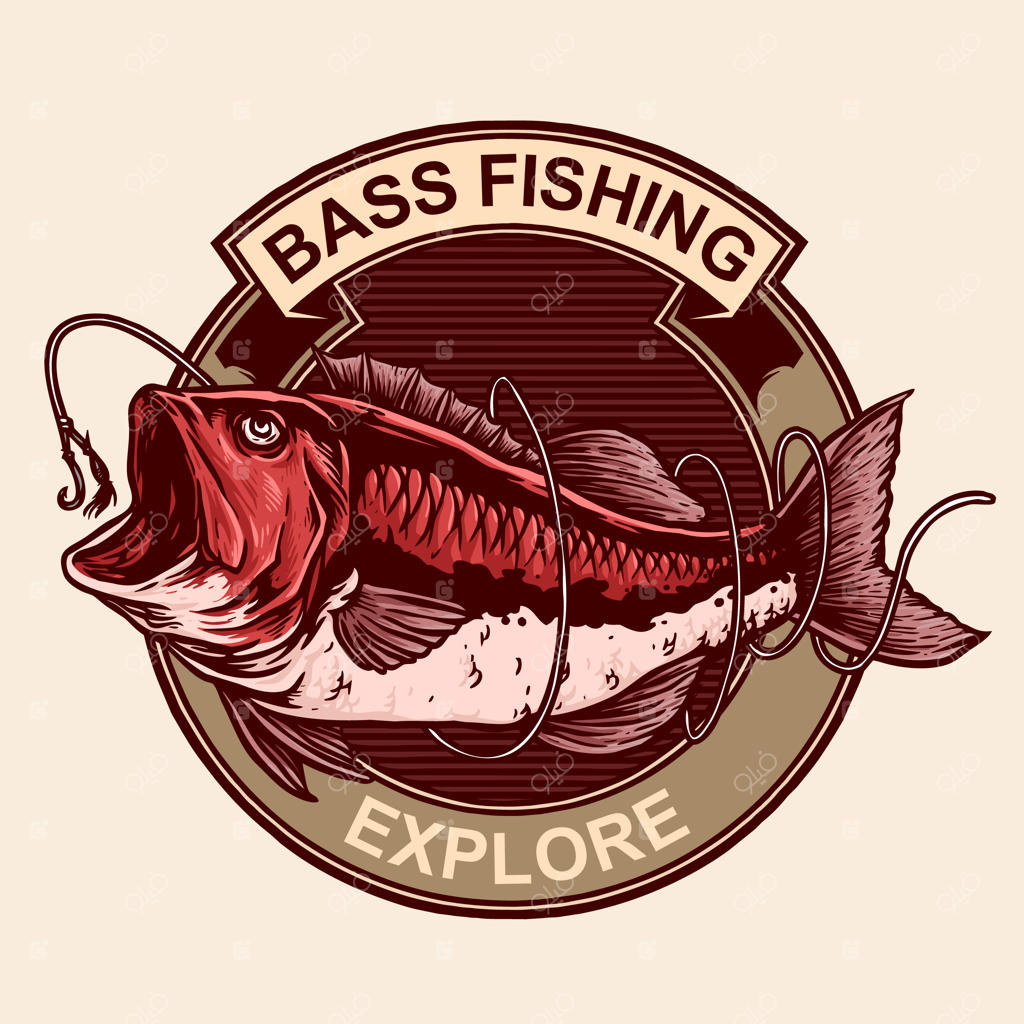 ماهیگیری با قلاب: نشان وینتیج برای ماهیگیری باس