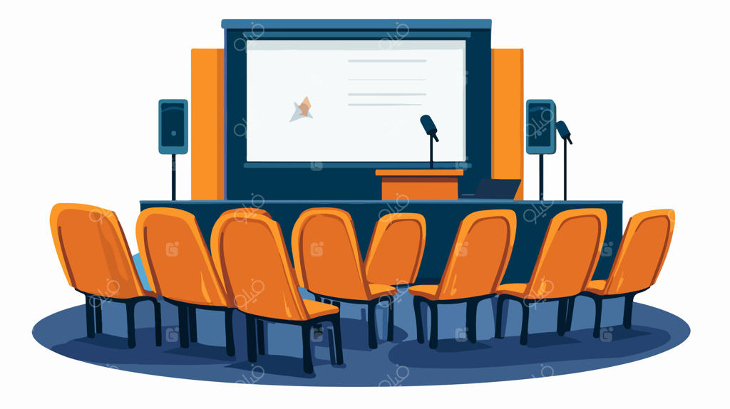 تصویرسازی وکتور کارتونی آیکون کنفرانس؛ با مفهوم کنفرانس تجاری حرفه‌ای