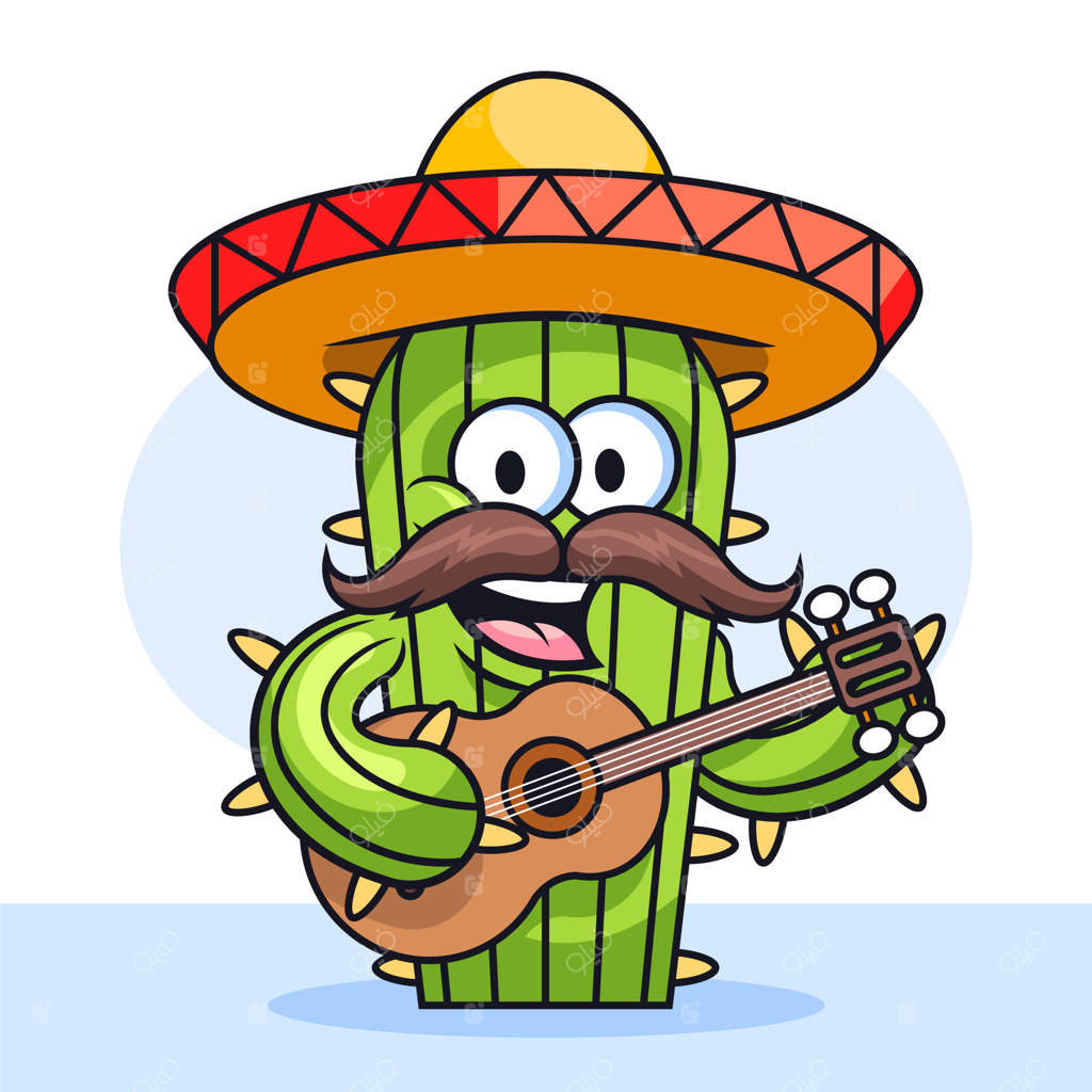 تصویرسازی کارتونی کاکتوس دست‌ساز