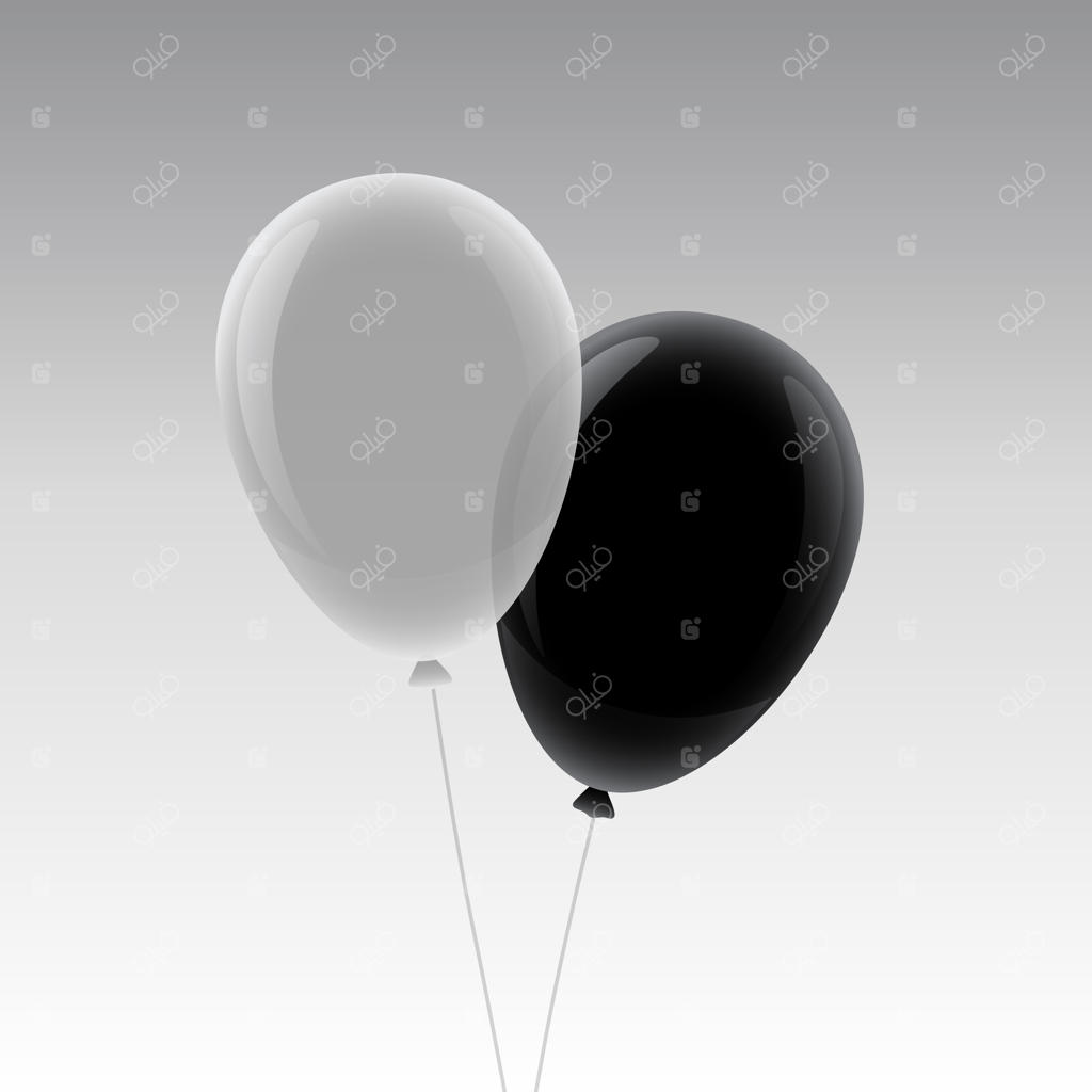 طرح موکاپ بادکنک سفید و مشکی شناور