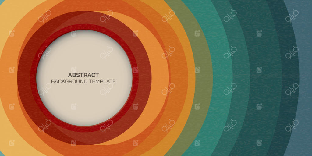 زمینه‌ای به سبک رترو و گروفی با قاب دایره‌ای در سمت چپ - طراحی انتزاعی با اشکال دایره‌ای رنگارنگ.