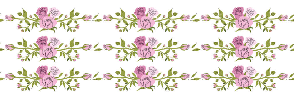 نوار افقی ظریف گل رز صورتی. شکوفه‌های مینیمال رز صورتی با غنچه‌ها و برگ‌ها. طراحی گیاهی شیک برای قاب‌ها، کارت پستال‌ها، باغ و گل‌فروشی. تصویرسازی تخت.