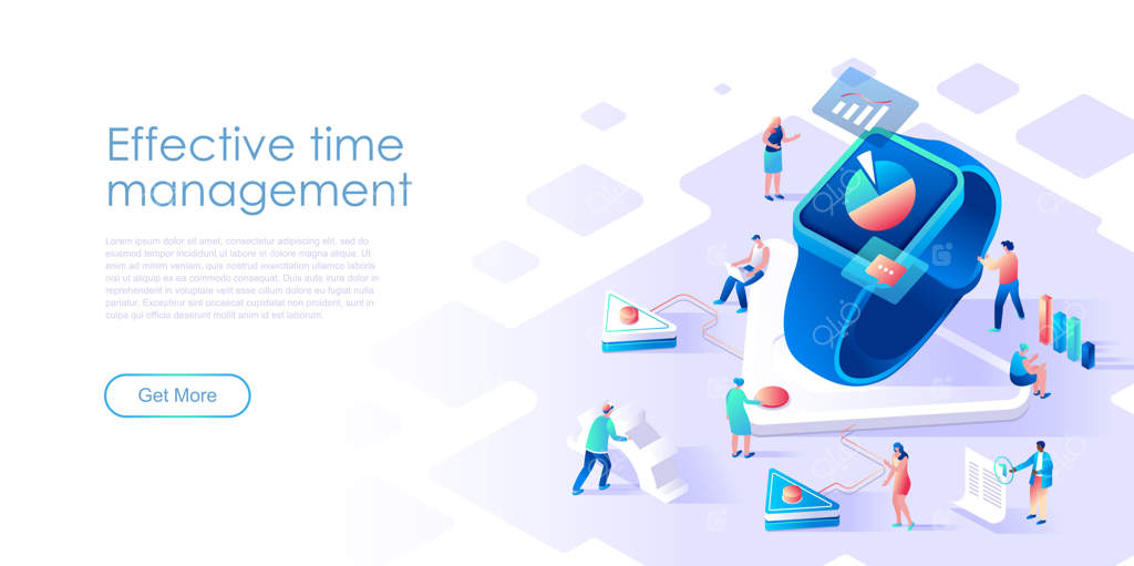 صفحه فرود ایزومتریک: طراحی تخت برای مدیریت زمان در کسب‌وکارها
