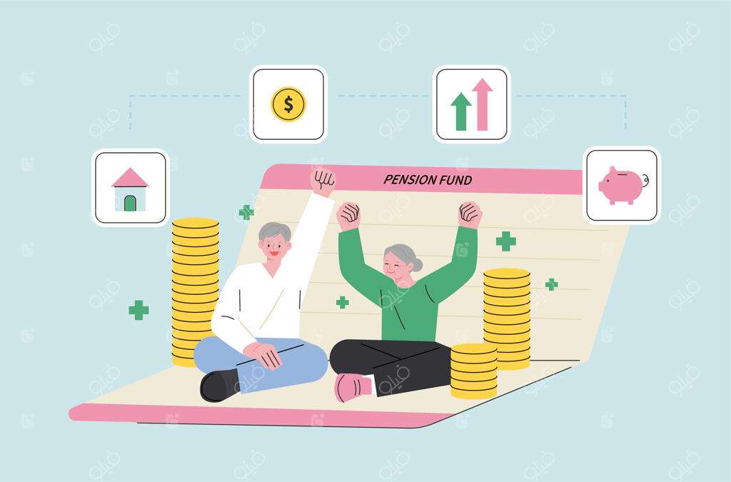 یک زوج سالمند در حال مشاهده دفترچه حساب بانکی خود هستند. او از دیدن ثروت انباشته‌شان خرسند است.