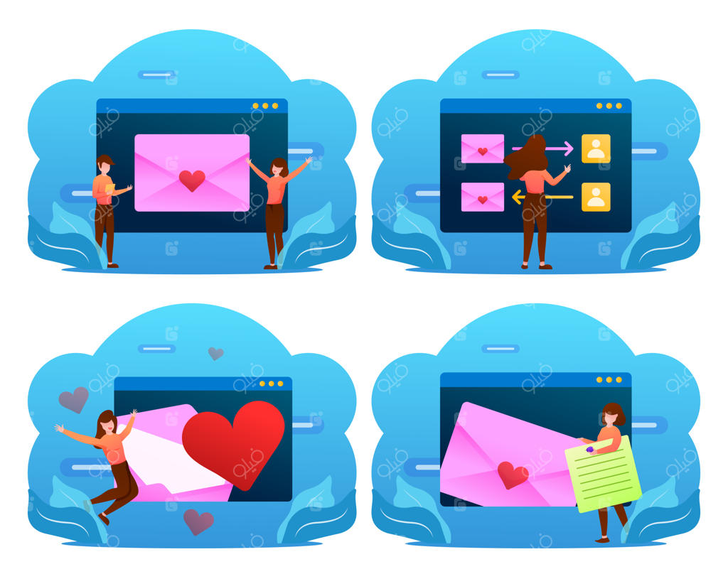 پستچی‌های جوان در حال کار با نامه و بسته‌بندی