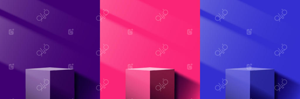 وکتور بلوک‌های هندسی درخشان با طیف رنگی بنفش و صورتی