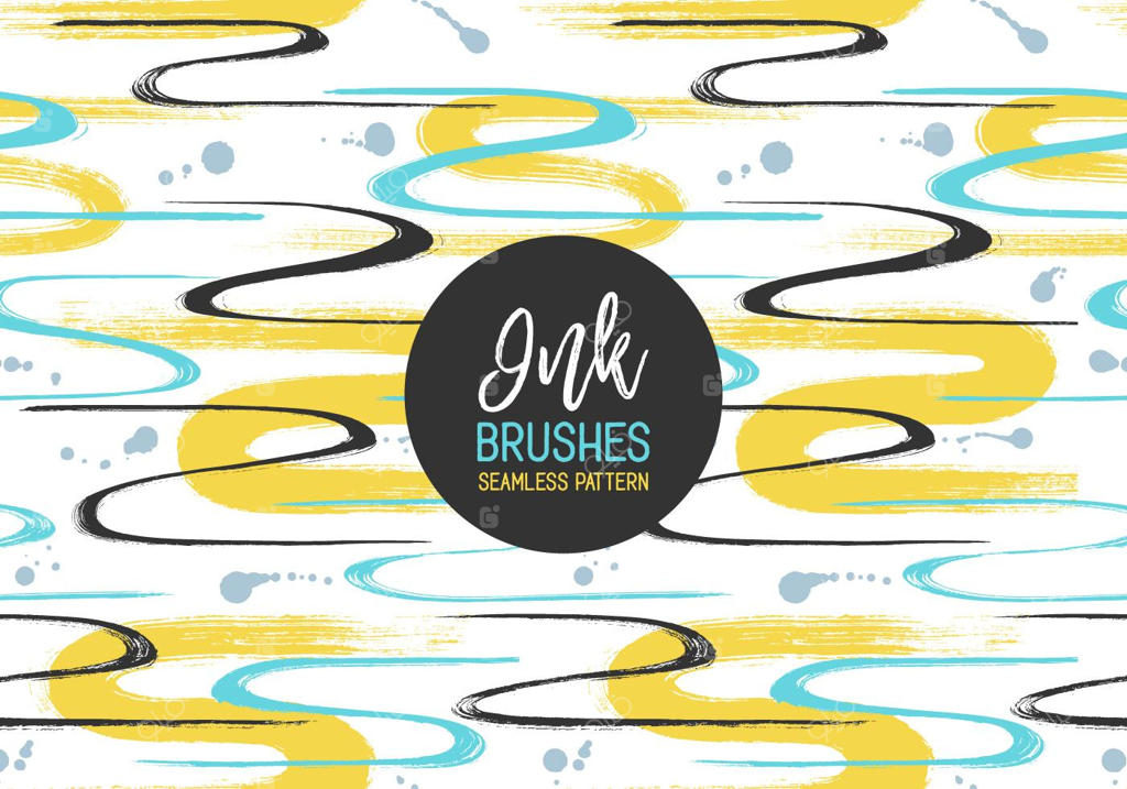 پترن بی‌نقص با قلم‌موهای جوهر خشک رنگی