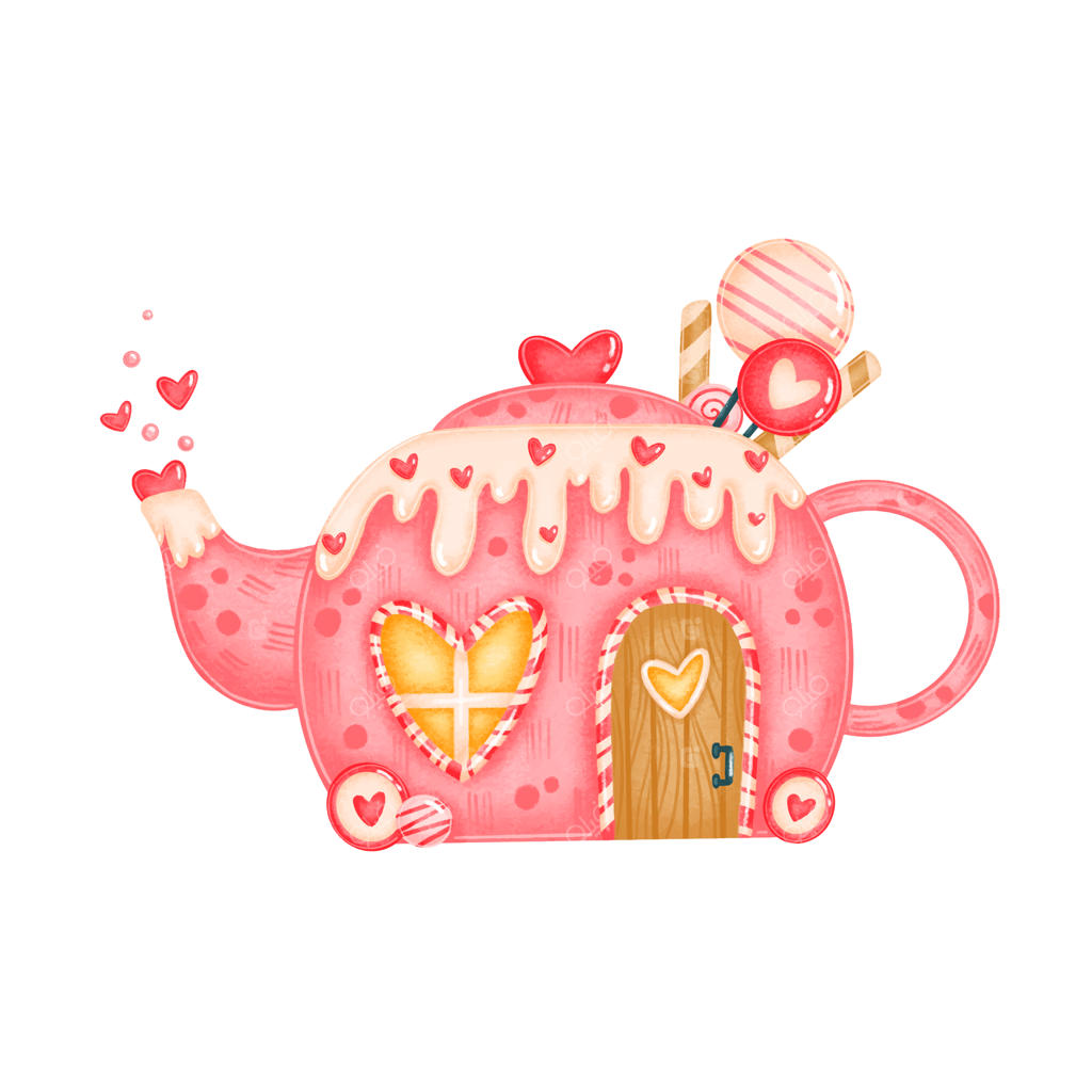 تصویر خانه قوری آب‌نباتی بامزه روز ولنتاین