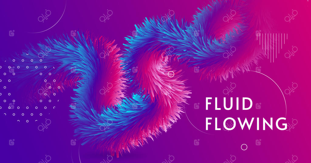 قالب انتزاعی با اشکال مایع و گرادیان برای بنر نئونی آینده‌نگر