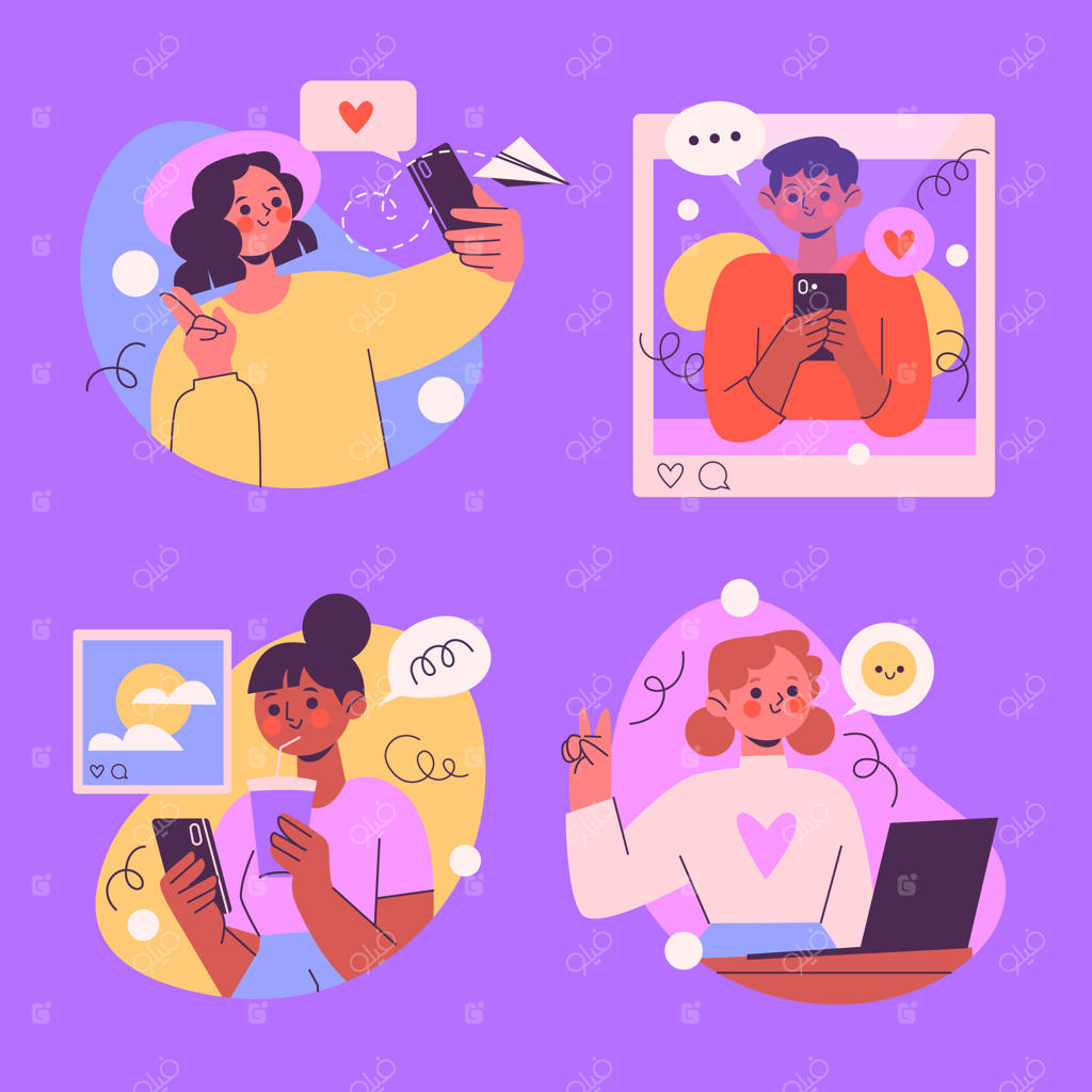 مجموعه‌ای از طرح‌های دست‌کشیده برای شبکه‌های اجتماعی