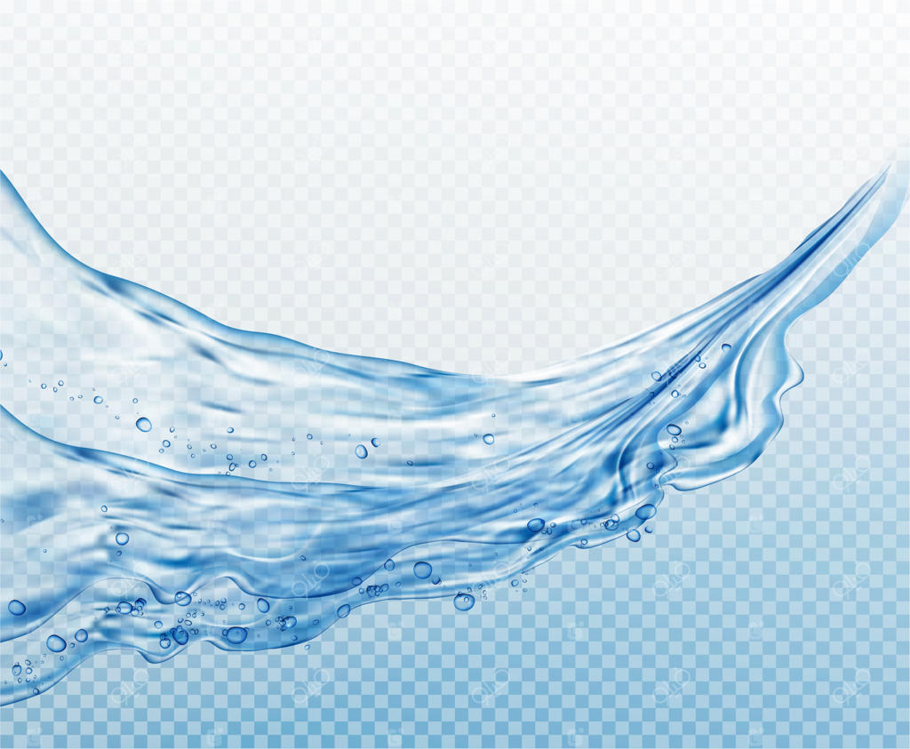 وکتور پاشش و چرخش آب واقع‌گرایانه با بافت آبی و قطرات روان