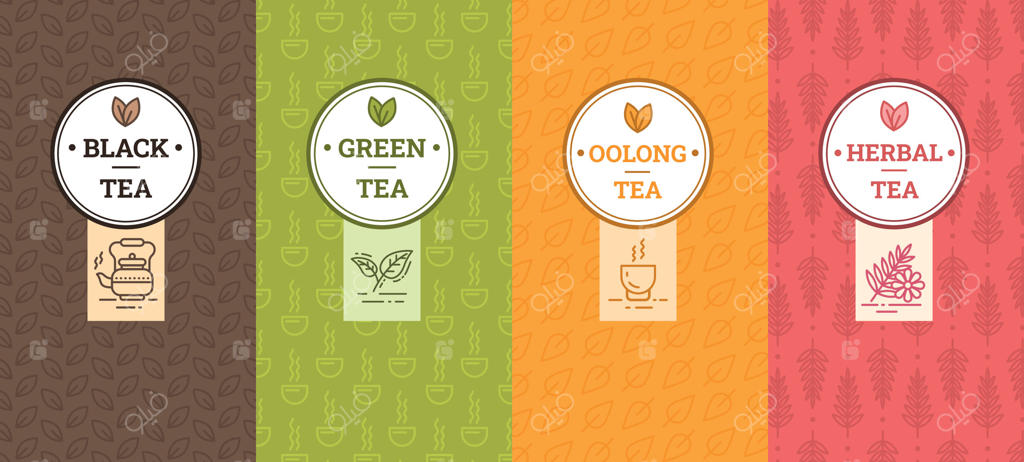 قالب‌های بسته‌بندی چای با مجموعه آیکون‌های خطی نازک. وکتور