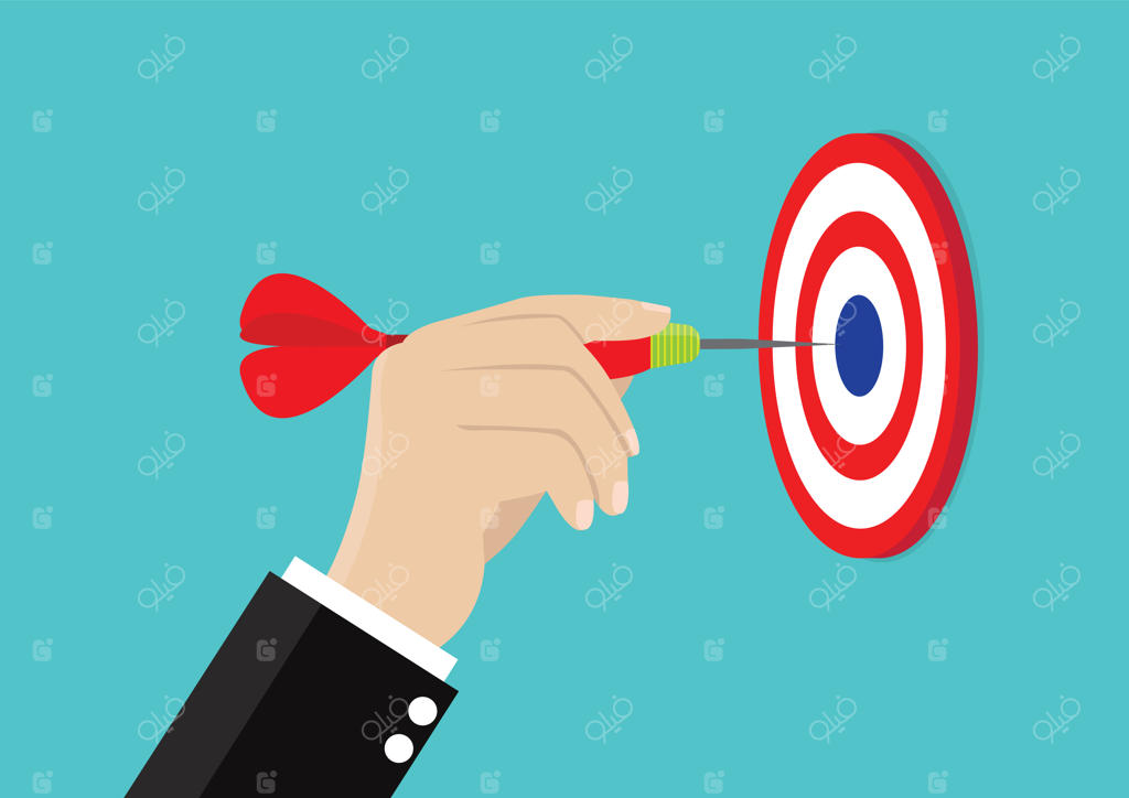 دست در حال پرتاب دارت به سوی هدف.