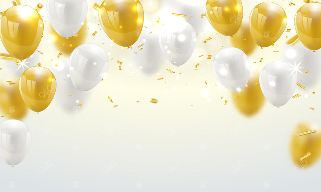 پس‌زمینه جشن با بادکنک‌های طلایی.