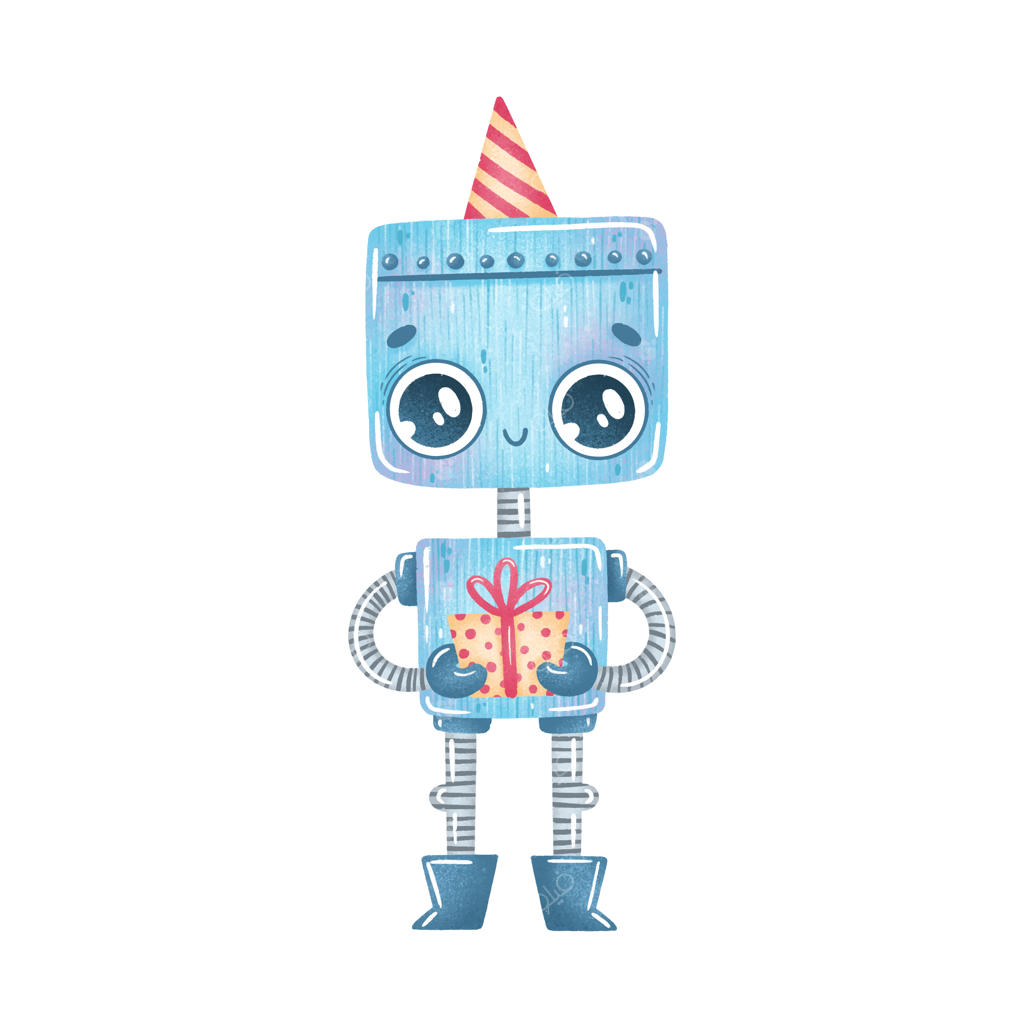 ربات آبی کارتونی بامزه برای جشن تولد