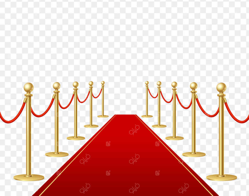 فرش قرمز سه‌بعدی واقعی و طناب موانع - وکتور