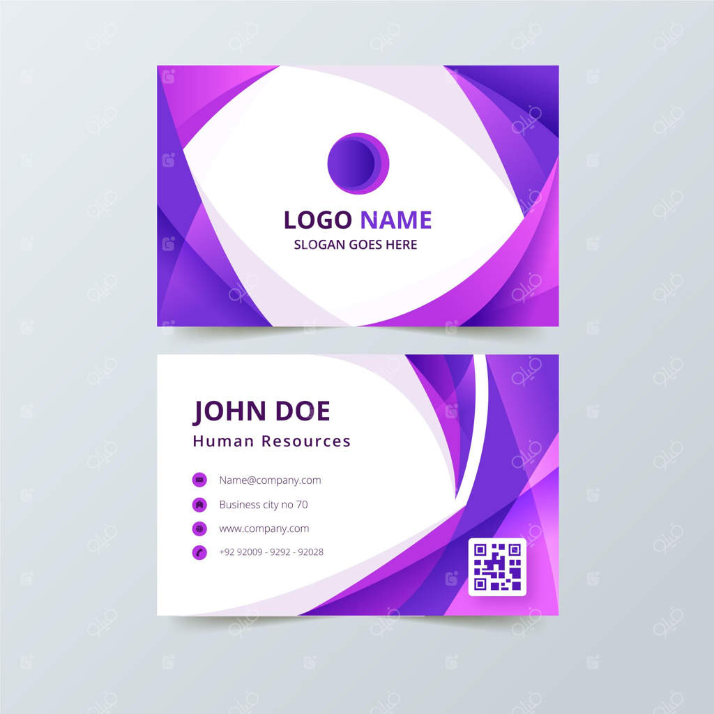 کارت ویزیت با طرح‌های انتزاعی بنفش