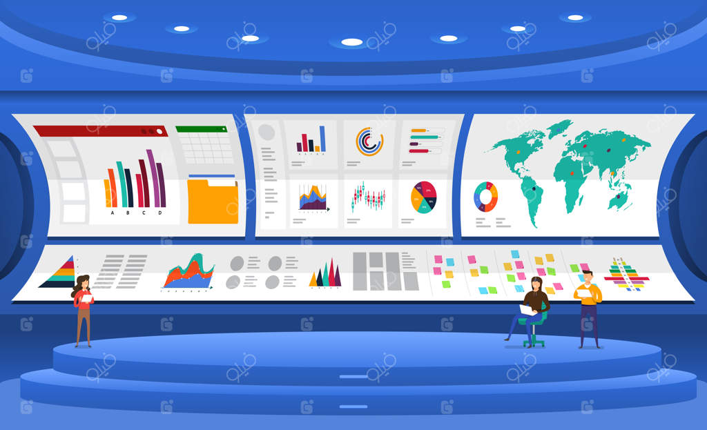 تحلیل داده‌های مفهومی: نمایش رشد بازاریابی با نمودارها و چارت‌ها. تصویرسازی.