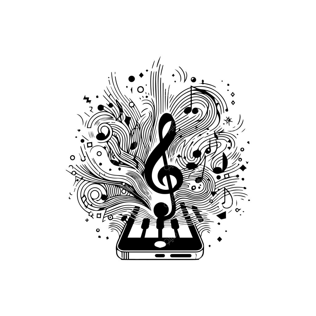 الگوی انتزاعی خطی و تخت با اشکال متحرک نت‌های موسیقی برای تزیین جلد