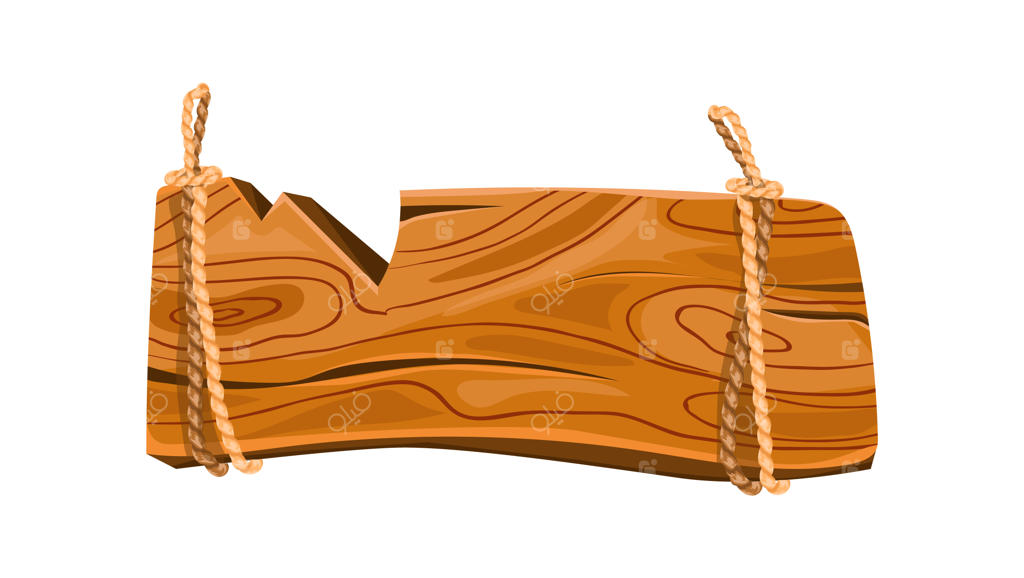 تابلوی چوبی کارتونی با قاب غربی و طناب گره‌خورده وکتور ایزوله