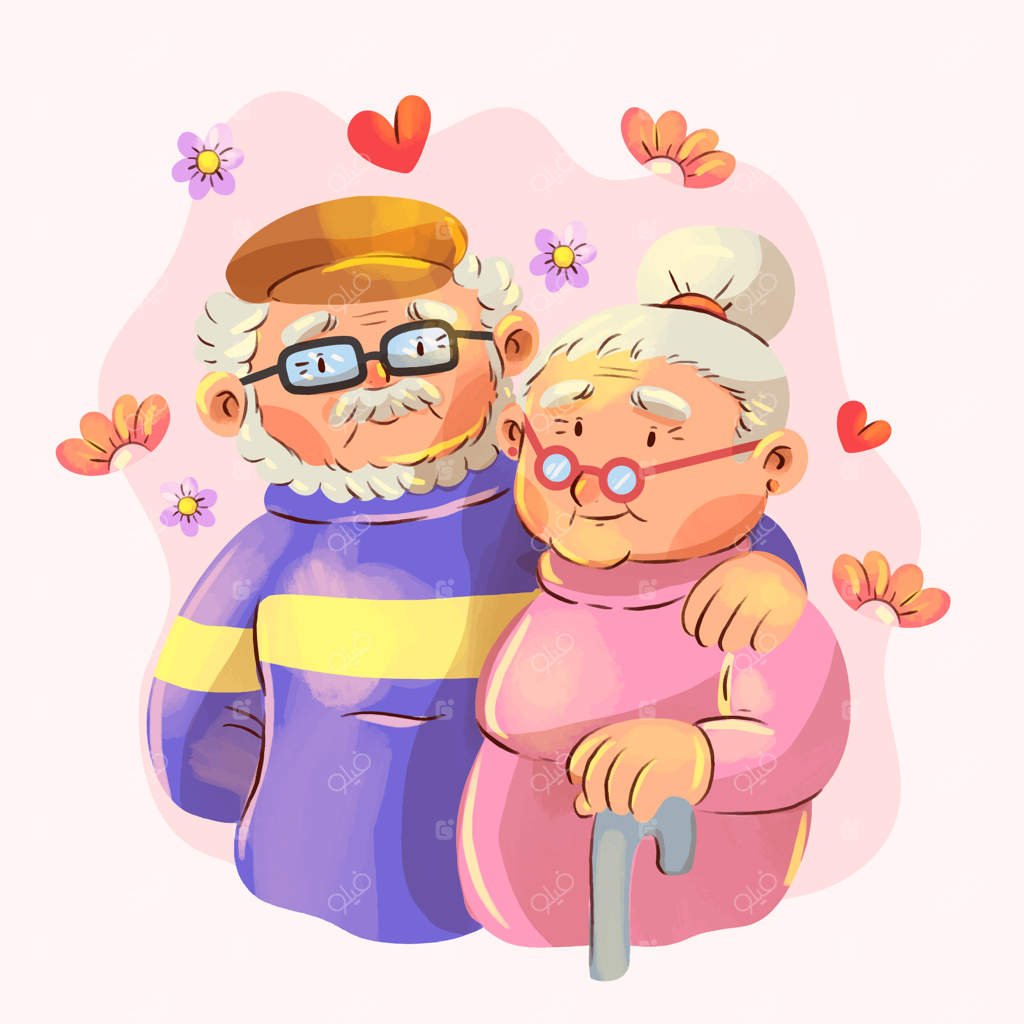 تصویرسازی روز پدربزرگ و مادربزرگ با آبرنگ