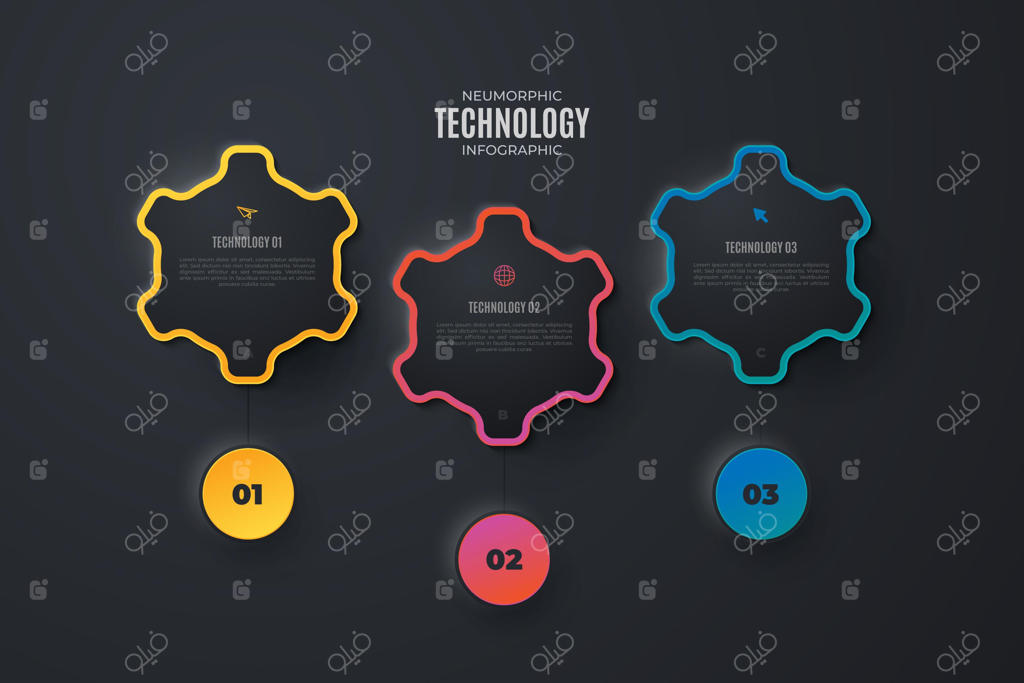 عناصر اینفوگرافیک تکنولوژی رنگارنگ