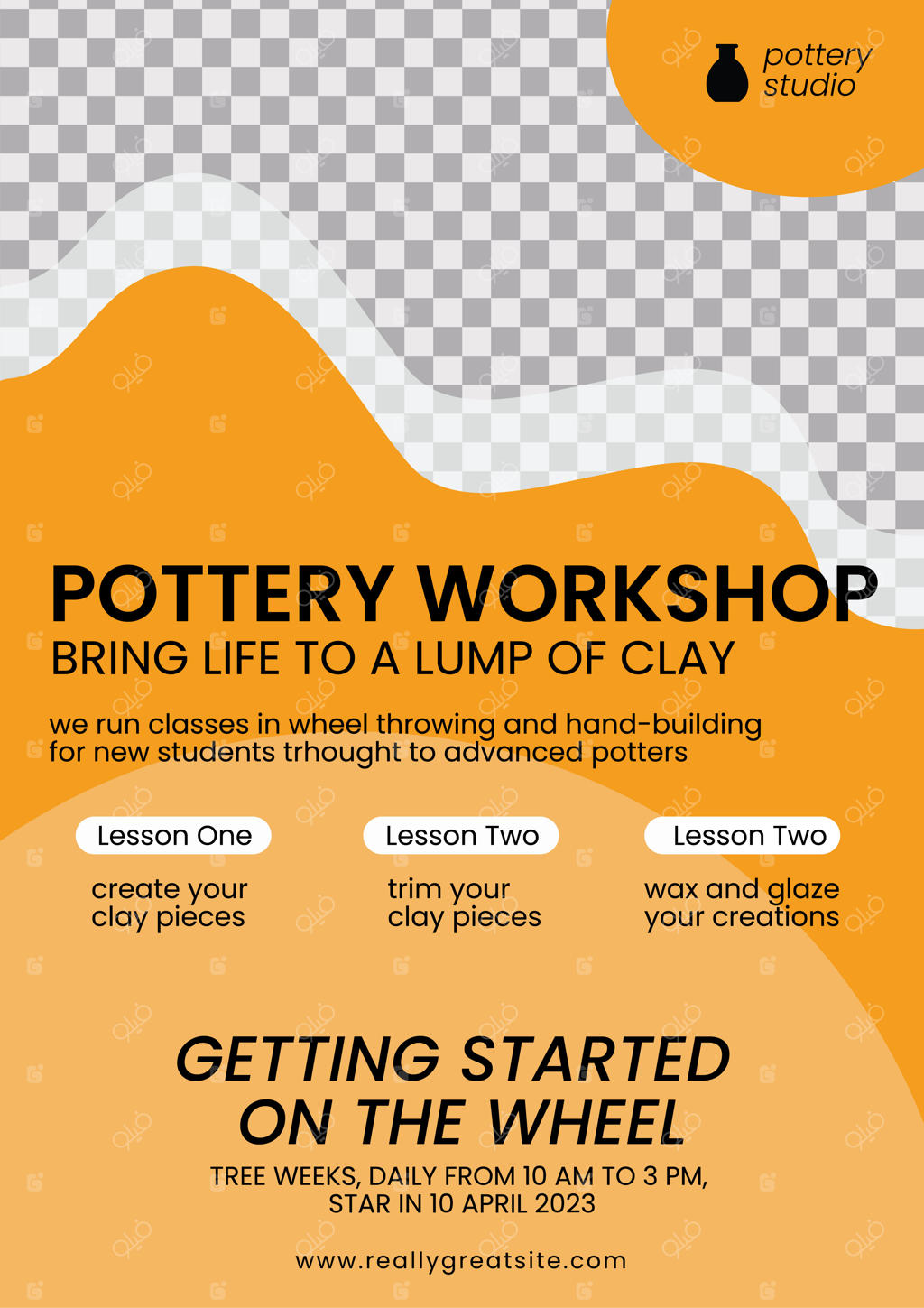 قالب تراکت کارگاه سفالگری